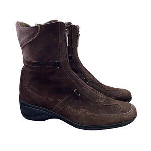 Aquatalia Marvin K Brown Suede Leather Riding Boots Mid Calf Womens Size 10
